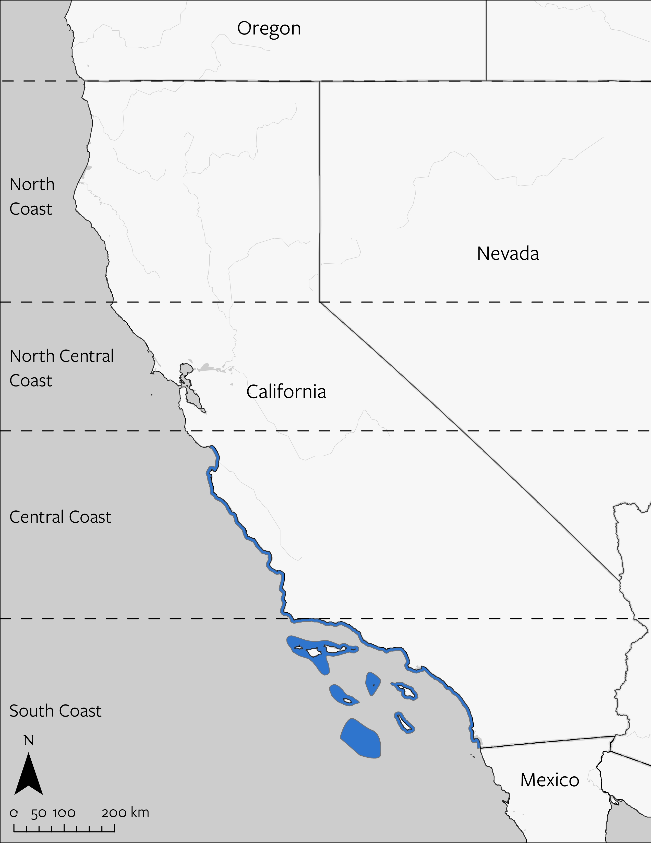 Spiny Lobster's geographic range in California